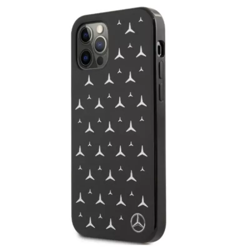 Mercedes-Benz funda rígida para iPhone 12 Pro Max con patrón de estrellas plateadas negro