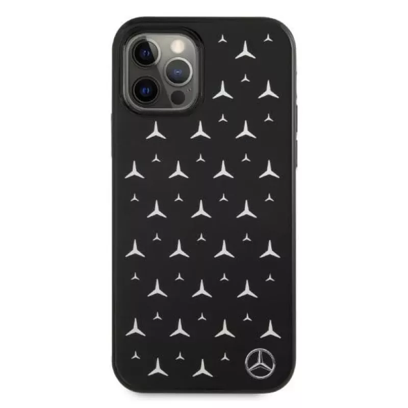 Mercedes-Benz funda rígida para iPhone 12 Pro Max con patrón de estrellas plateadas negro