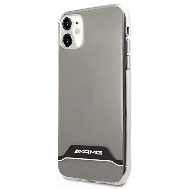 AMG AMHCN61TCBW funda rígida para iPhone 11 / XR 6,1 pulgadas – transparente con electrochapado negro y blanco