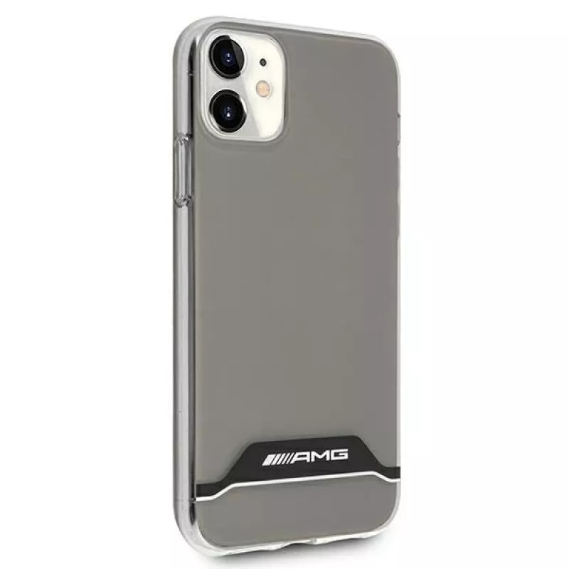AMG AMHCN61TCBW funda rígida para iPhone 11 / XR 6,1 pulgadas – transparente con electrochapado negro y blanco