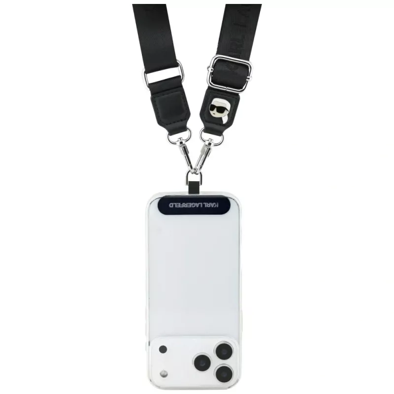 Karl Lagerfeld Universal Strap Tether Patch con logo metálico Karl negro
