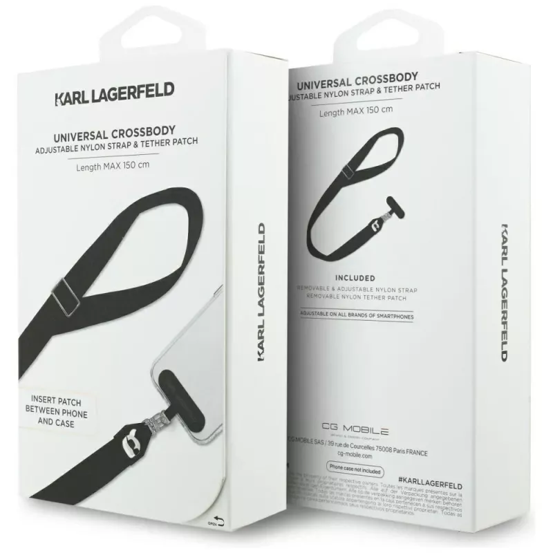 Karl Lagerfeld Universal Strap Tether Patch con logo metálico Karl negro