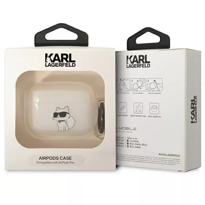 Karl Lagerfeld KLAPHNCHTCT funda para AirPods Pro transparente Ikonik Choupette