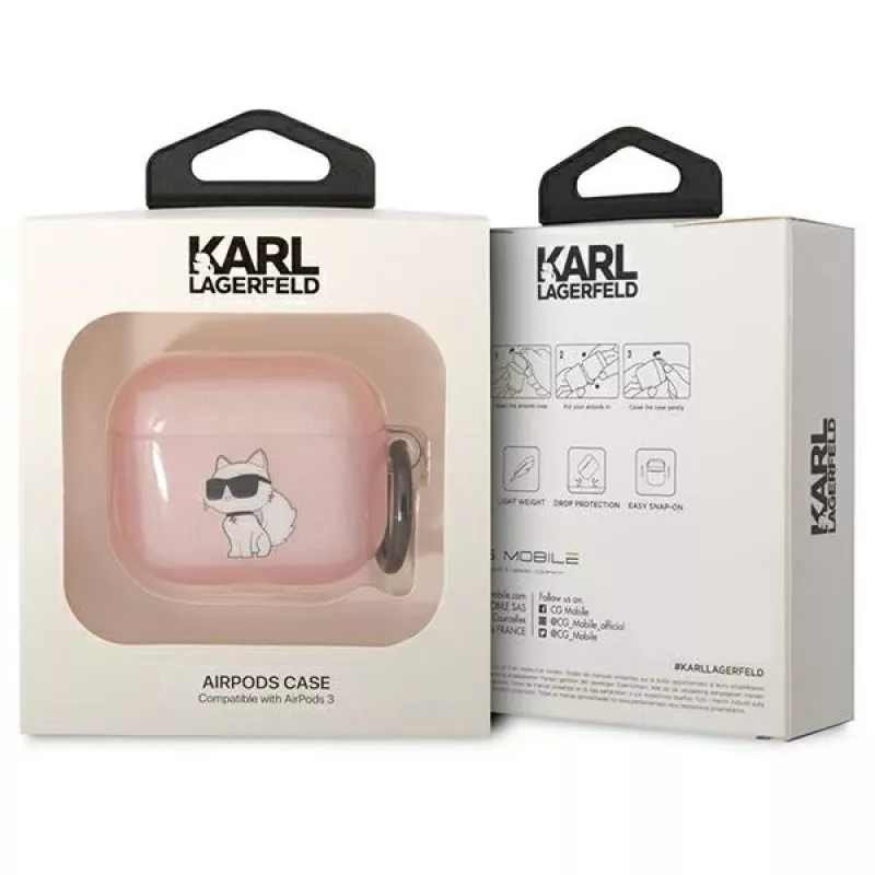 Karl Lagerfeld KLA3HNCHTCP funda para AirPods 3 rosa Ikonik Choupette