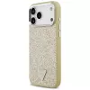 GUESS funda MagSafe Glitter Triangle Logo para iPhone 17 Pro Max - oro