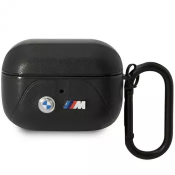 Funda de piel para AirPods Pro BMW con diseño de líneas curvas - Negro