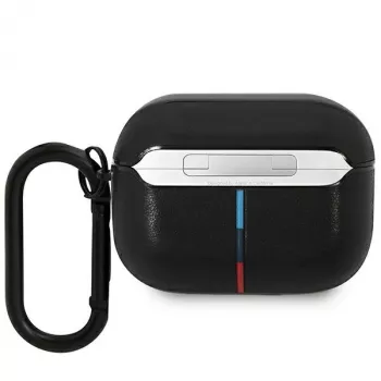Funda de piel para AirPods Pro BMW con diseño de líneas curvas - Negro
