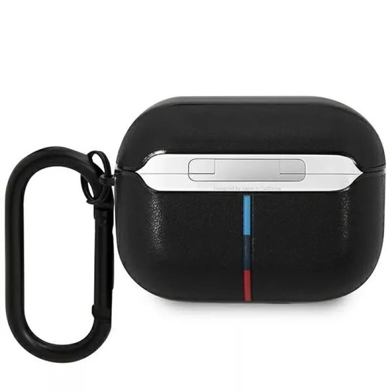 Funda de piel para AirPods Pro BMW con diseño de líneas curvas - Negro