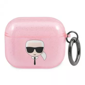 Funda para AirPods 3 Karl Lagerfeld KLA3UKHGP Glitter Karl's Head - Rosa