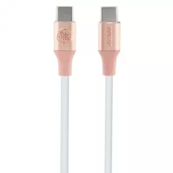 Cable de carga rápida USB-C a USB-C GUESS GUCCLALRGDP 1,5 m rosa con logo en relieve