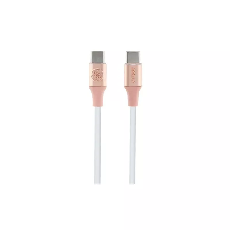 Cable de carga rápida USB-C a USB-C GUESS GUCCLALRGDP 1,5 m rosa con logo en relieve