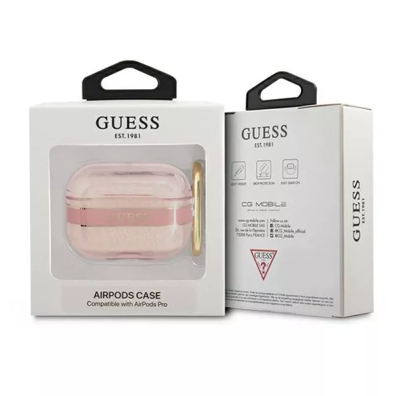 Funda para AirPods Pro GUESS con correa rosa Strap Collection
