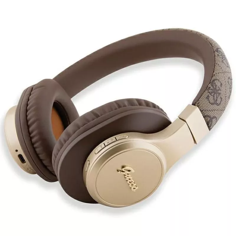 Auriculares inalámbricos on-ear GUESS 4G Script Metal Logo Bluetooth 5.3 marrones