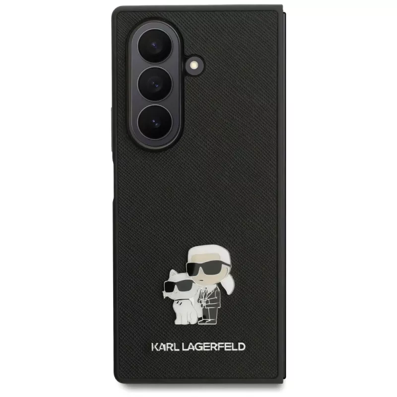 Funda con pins Karl Lagerfeld Saffiano Karl & Choupette para Samsung Galaxy Z Fold7 - Negra