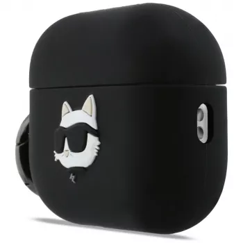 Funda 3D de silicona Karl Lagerfeld Choupette Head para AirPods Pro 3 - Negra