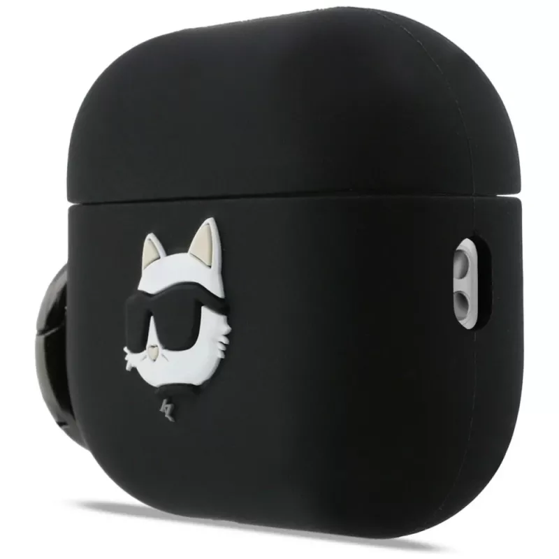 Funda 3D de silicona Karl Lagerfeld Choupette Head para AirPods Pro 3 - Negra