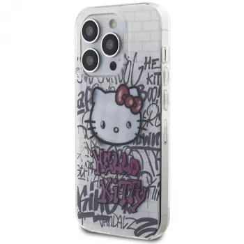Funda rígida IML Hello Kitty HKHCP14LHDGPHT para iPhone 14 Pro Kitty On Bricks Graffiti - Blanca