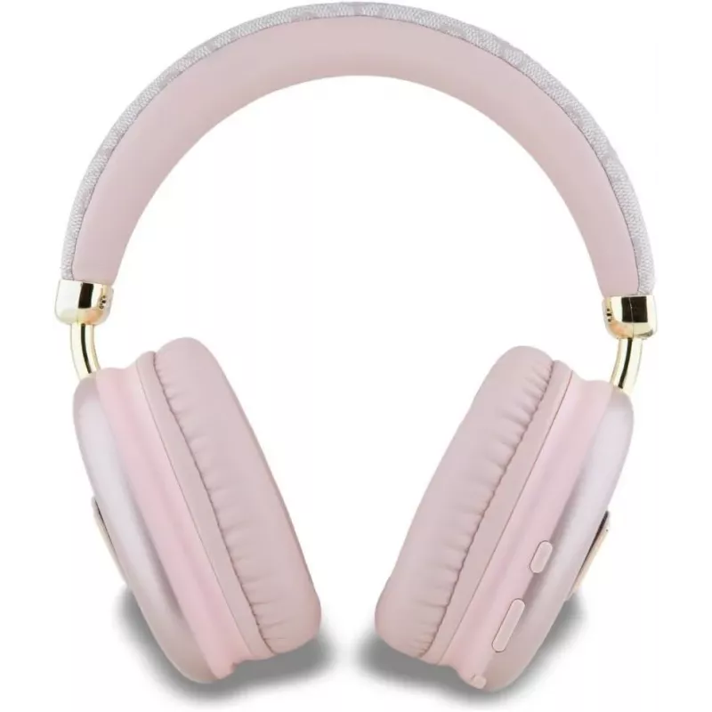 Auriculares Bluetooth estéreo GUESS de piel sintética 4G Triangle Logo rosas