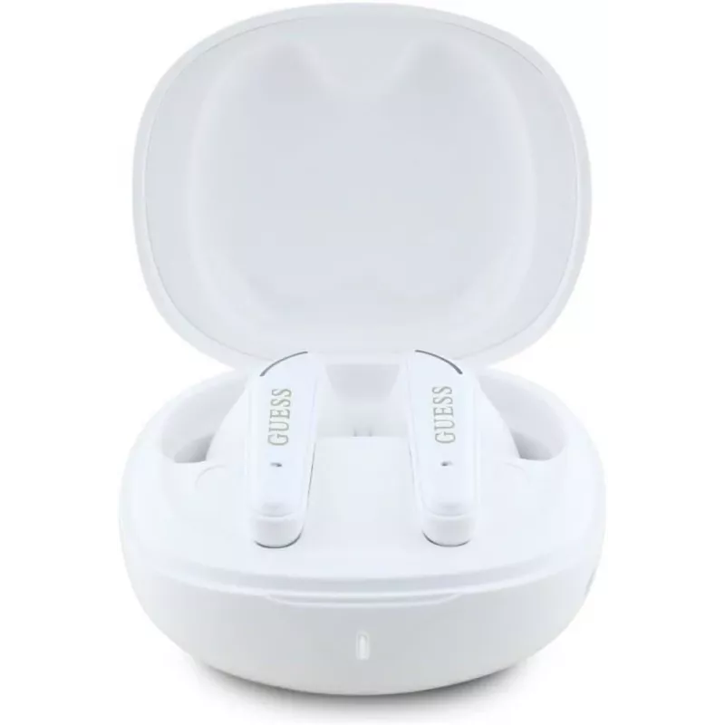 Auriculares True Wireless GUESS Flat Classic Logo Electroplated, blancos