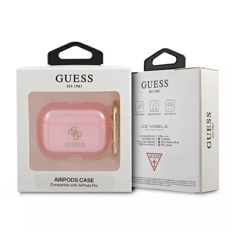 Funda para AirPods Pro Guess GUAPUCG4GP rosa colección Glitter