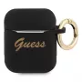 Funda para AirPods 1/2 Guess GUA2SSSK negra de silicona Vintage Script