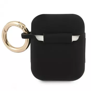 Funda para AirPods 1/2 Guess GUA2SSSK negra de silicona Vintage Script