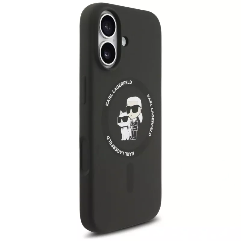 Funda MagSafe de silicona Karl Lagerfeld Karl & Choupette Ring para iPhone 17 - Negra