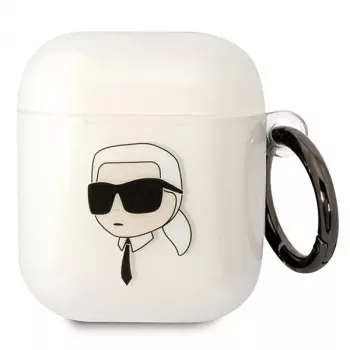 Funda transparente Karl Lagerfeld KLA2HNIKTCT para AirPods 1/2 con diseño Karl's Head