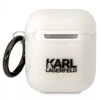 Funda transparente Karl Lagerfeld KLA2HNIKTCT para AirPods 1/2 con diseño Karl's Head