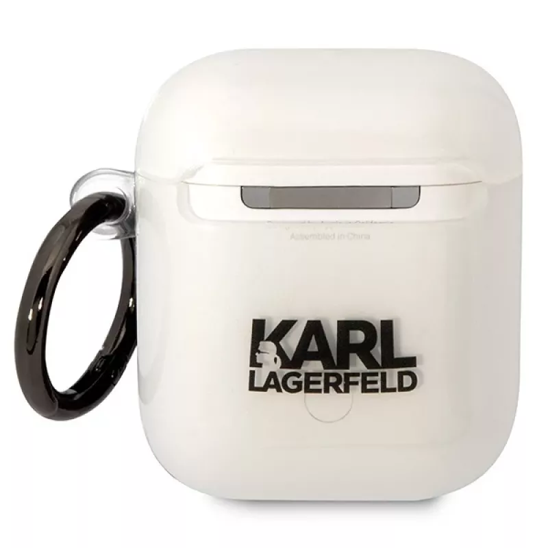 Funda transparente Karl Lagerfeld KLA2HNIKTCT para AirPods 1/2 con diseño Karl's Head