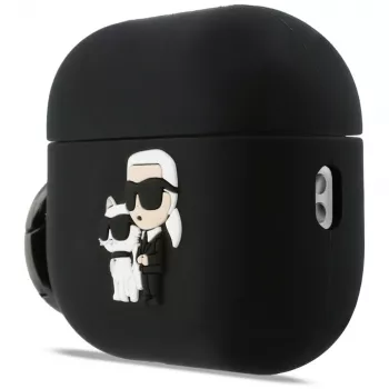 Funda de silicona Karl Lagerfeld Karl & Choupette Head 3D para AirPods Pro 3, Negro