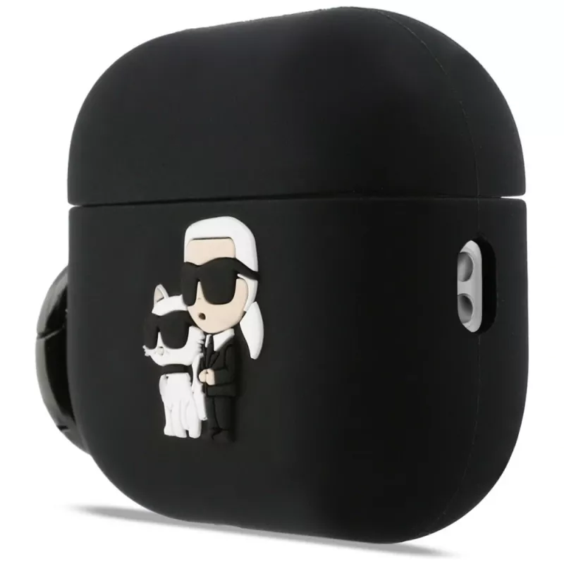 Funda de silicona Karl Lagerfeld Karl & Choupette Head 3D para AirPods Pro 3, Negro