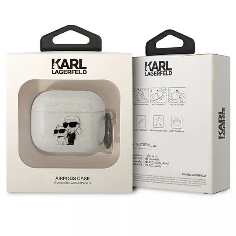 Funda para AirPods 3 Karl Lagerfeld KLA3HNKCTGT transparente Glitter Karl & Choupette
