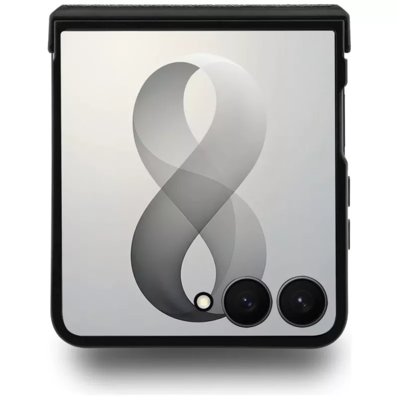 Funda MagSafe BMW M de piel con rayas tricolor perforadas para Samsung Galaxy Z Flip8 - Negra