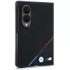 Funda MagSafe BMW M de piel perforada con rayas tricolor y logos metálicos para Samsung Galaxy Z Fold8 - Negra
