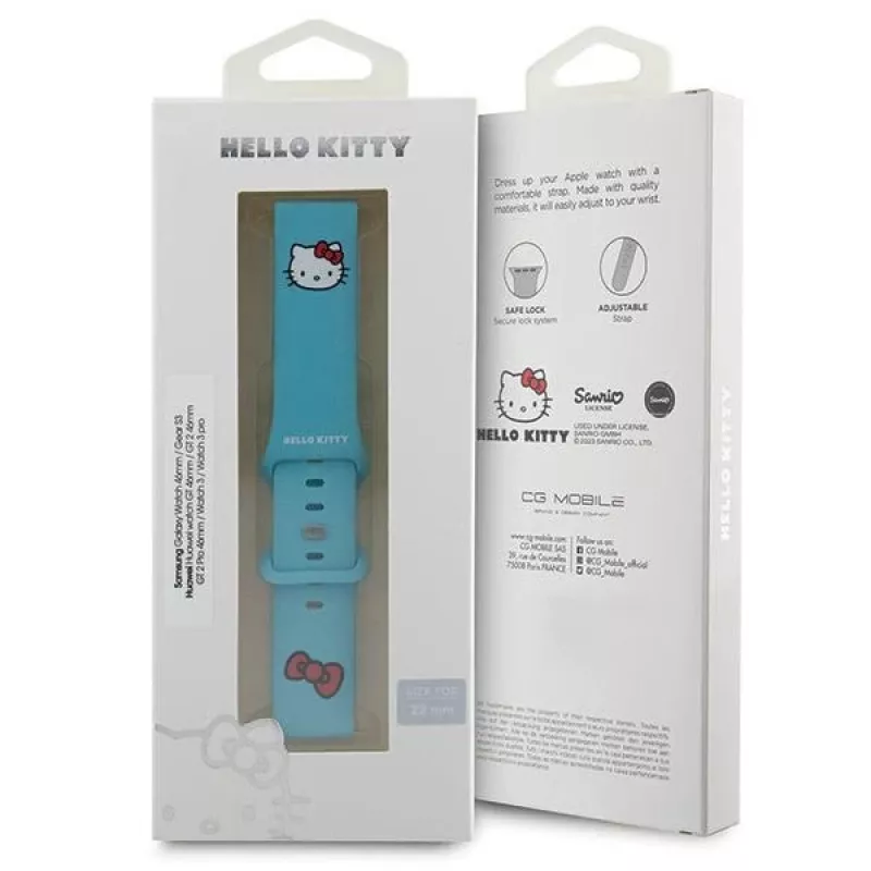 Correa universal de silicona para reloj Hello Kitty Head azul 22mm