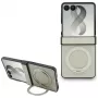 Funda MagSafe Guess Magnetic Ring Stand Grained Classic Logo para Samsung Galaxy Z Flip 8, Beige
