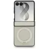 Funda MagSafe Guess Magnetic Ring Stand Grained Classic Logo para Samsung Galaxy Z Flip 8, Beige