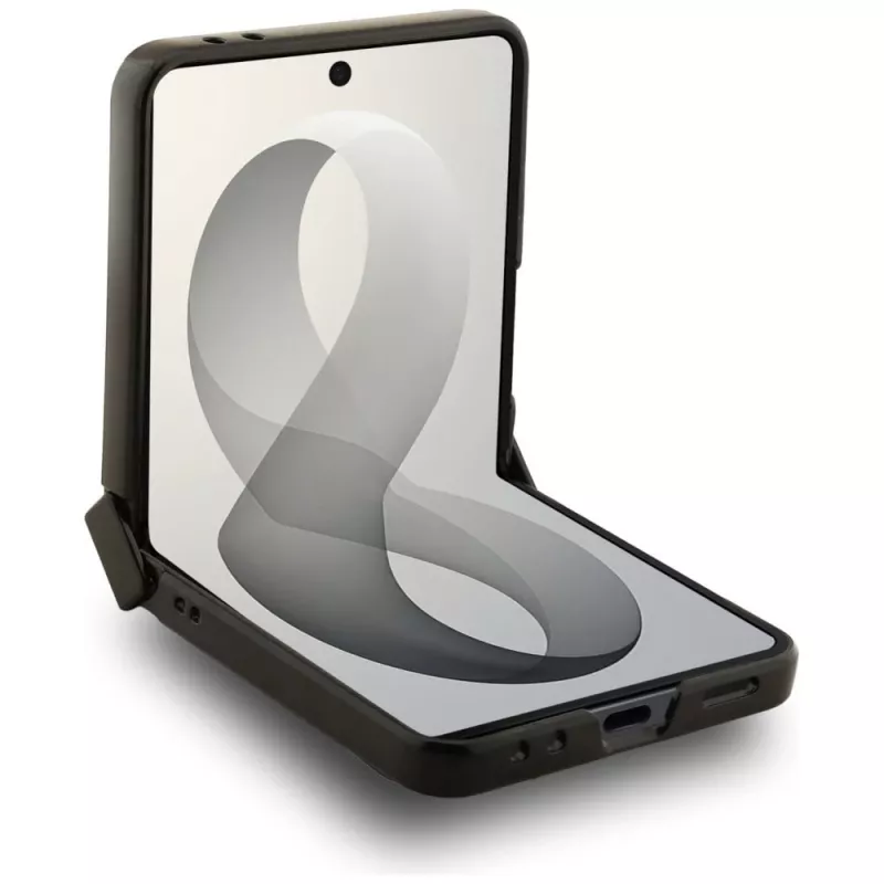 Funda MagSafe Guess Magnetic Ring Stand Grained Classic Logo para Samsung Galaxy Z Flip 8, Beige