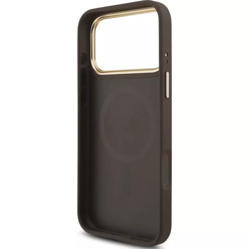 Funda MagSafe GUESS 4G Triangle Logo para iPhone 17 Pro Max - Marrón y dorado