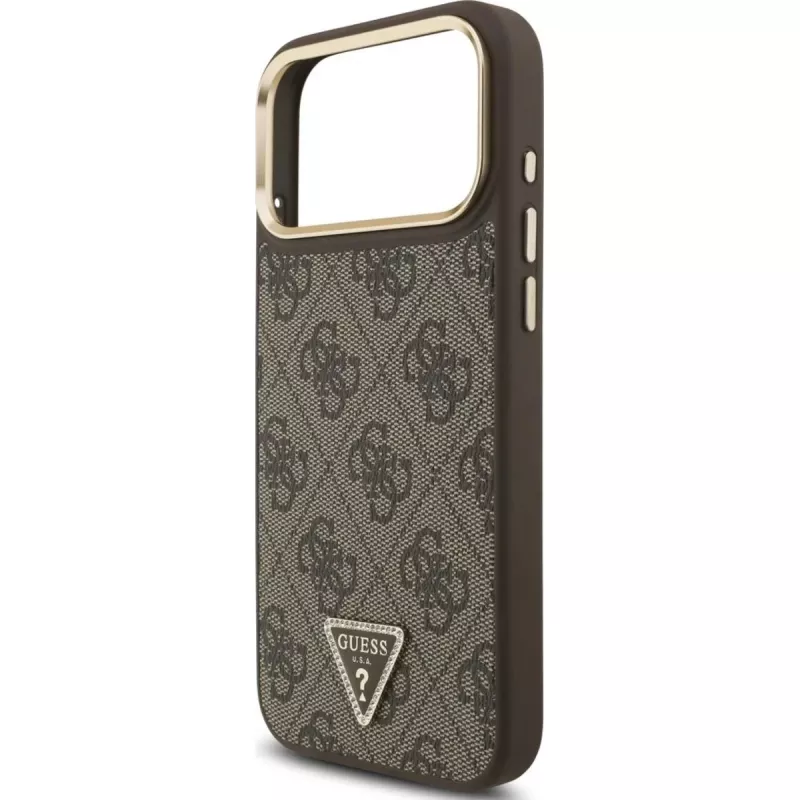 Funda MagSafe GUESS 4G Triangle Logo para iPhone 17 Pro Max - Marrón y dorado