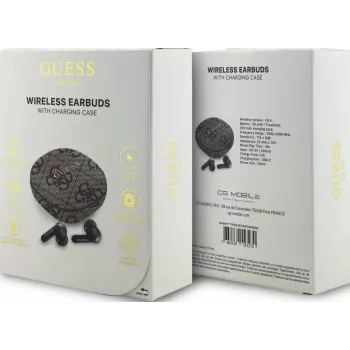 Auriculares True Wireless Guess 4G Classic Metal Logo con ENC y estuche de carga (Marrón)