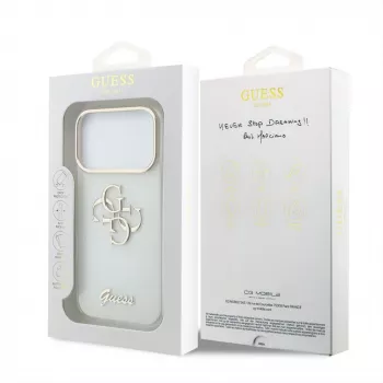 Funda protectora GUESS 4G Script Metal para iPhone 18 Pro Max / 17 Pro Max - Blanco