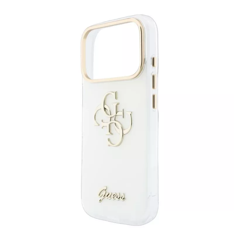 Funda protectora GUESS 4G Script Metal para iPhone 18 Pro Max / 17 Pro Max - Blanco
