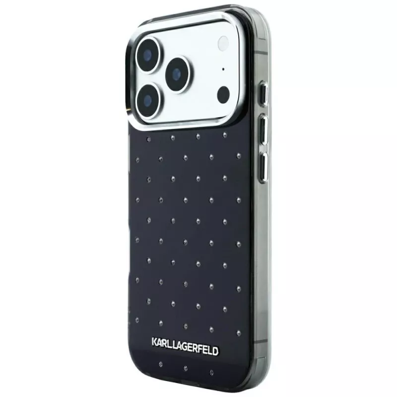 Funda Karl Lagerfeld IML Rhinestones Allover con logo electrochapado para iPhone 18 Pro / 17 Pro - Negro