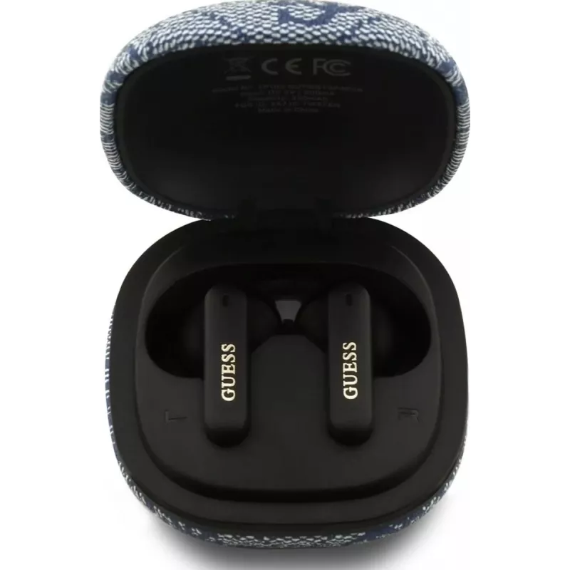Auriculares Bluetooth True Wireless GUESS 4G Classic Metal Logo con ENC y estuche de carga, Azul