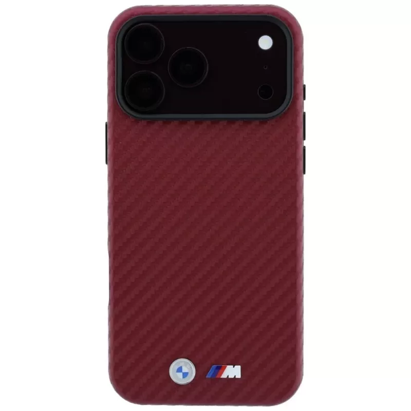 Funda MagSafe BMW M Carbon Metal Logo para iPhone 18 Pro Max / 17 Pro Max - Burdeos