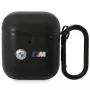 Funda de piel BMW BMA222PVTK con diseño de líneas curvas para AirPods 1/2 - Negro