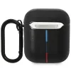 Funda de piel BMW BMA222PVTK con diseño de líneas curvas para AirPods 1/2 - Negro