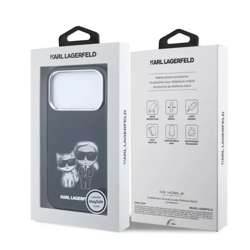 Funda MagSafe Karl Lagerfeld IML Karl & Choupette Bodies Sketch Print para iPhone 18 Pro / 17 Pro - Negro